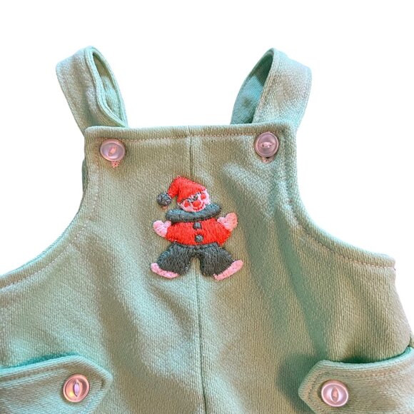 Vintage Seafoam Green Embroidered Clown Sunsuit Romper 0-3 Months - Picture 3 of 6